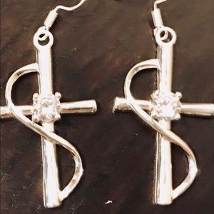 Silver Plated Cross Earrings